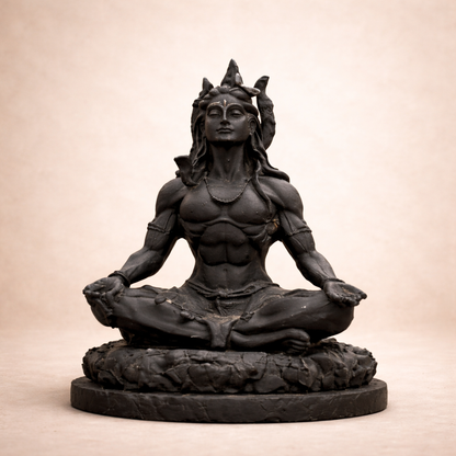 Adiyogi Shiva car dashboard idol in antique finish, front view