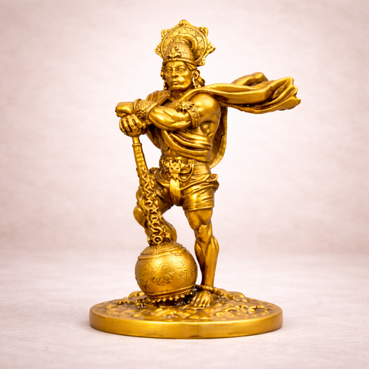 Bahubali Hanuman car dashboard idol, antique finish, front view