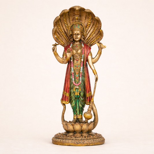 Lord Vishnu standing idol in antique copper finish for home mandir